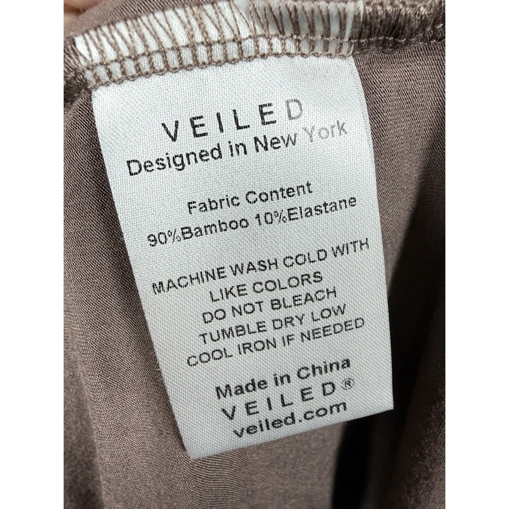 Veiled New York Essential Bamboo Jersey Maxi Dress Deep Taupe S 56" Tie Back - Picture 14 of 15